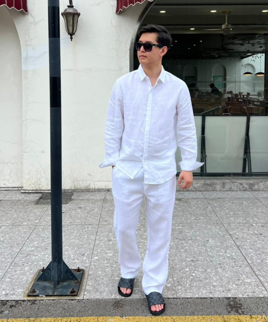 Men's Linen Top & Bottom Set