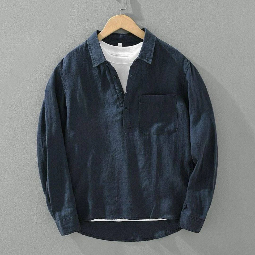 Linen Relaxed Stylish half-button Shirt