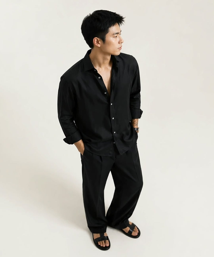 Men's Linen Top & Bottom Set