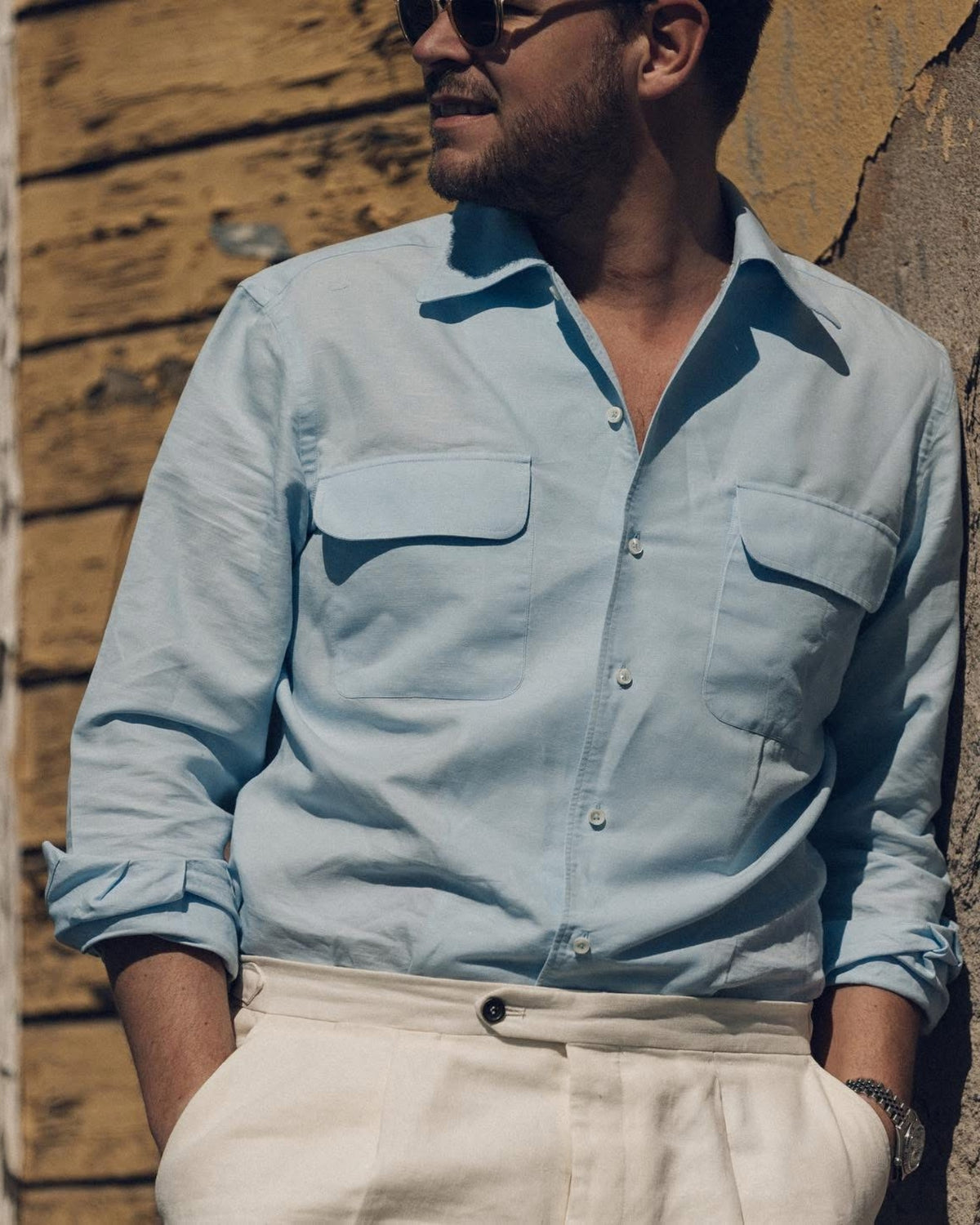 Old Money Double Pocket Linen Shirt
