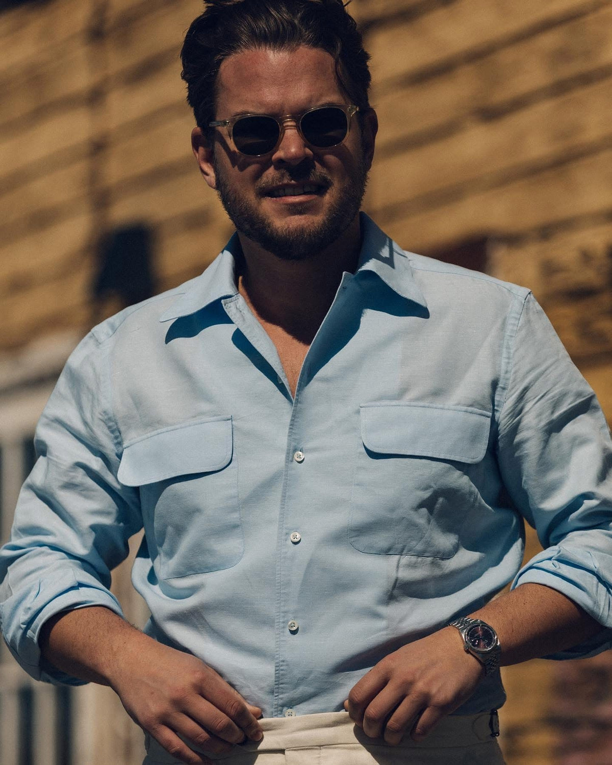 Old Money Double Pocket Linen Shirt