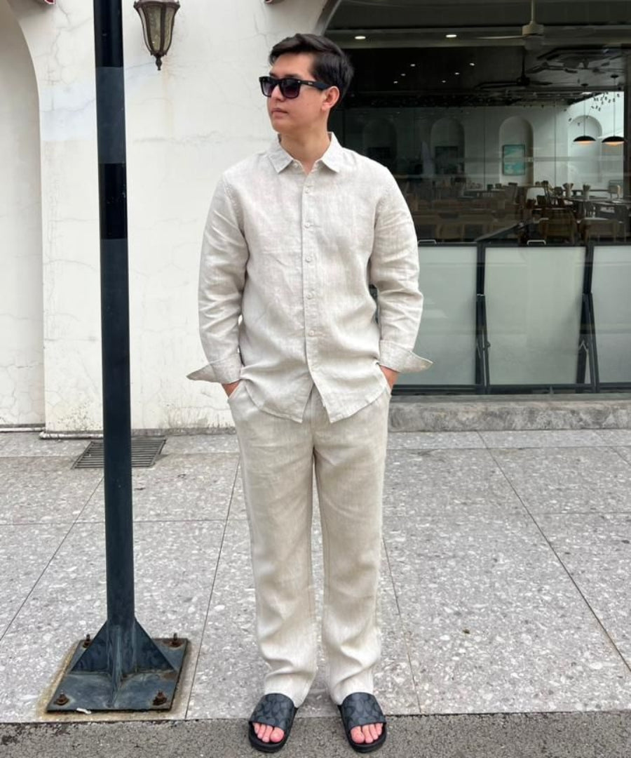 Men's Linen Top & Bottom Set