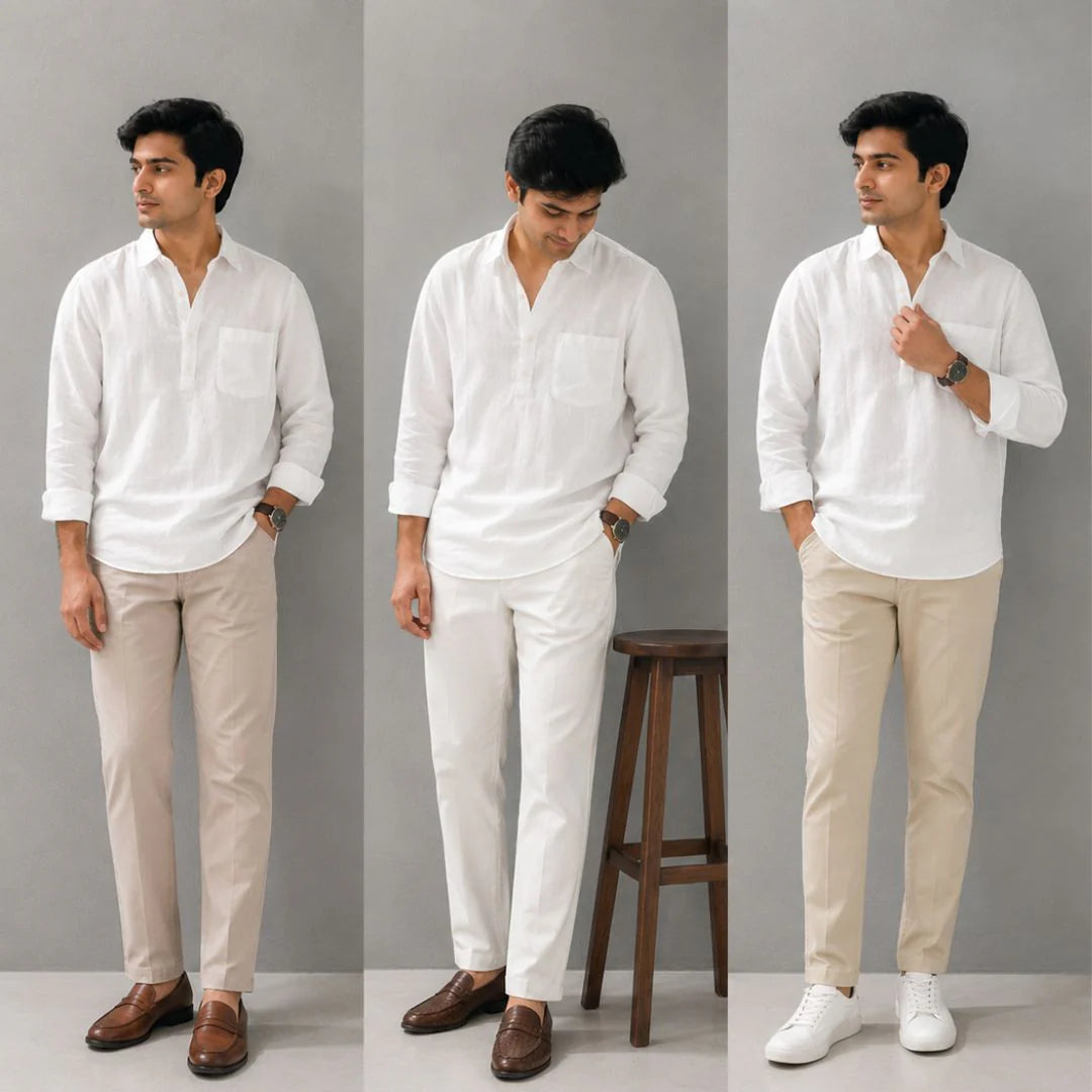 Linen Relaxed Stylish half-button Shirt