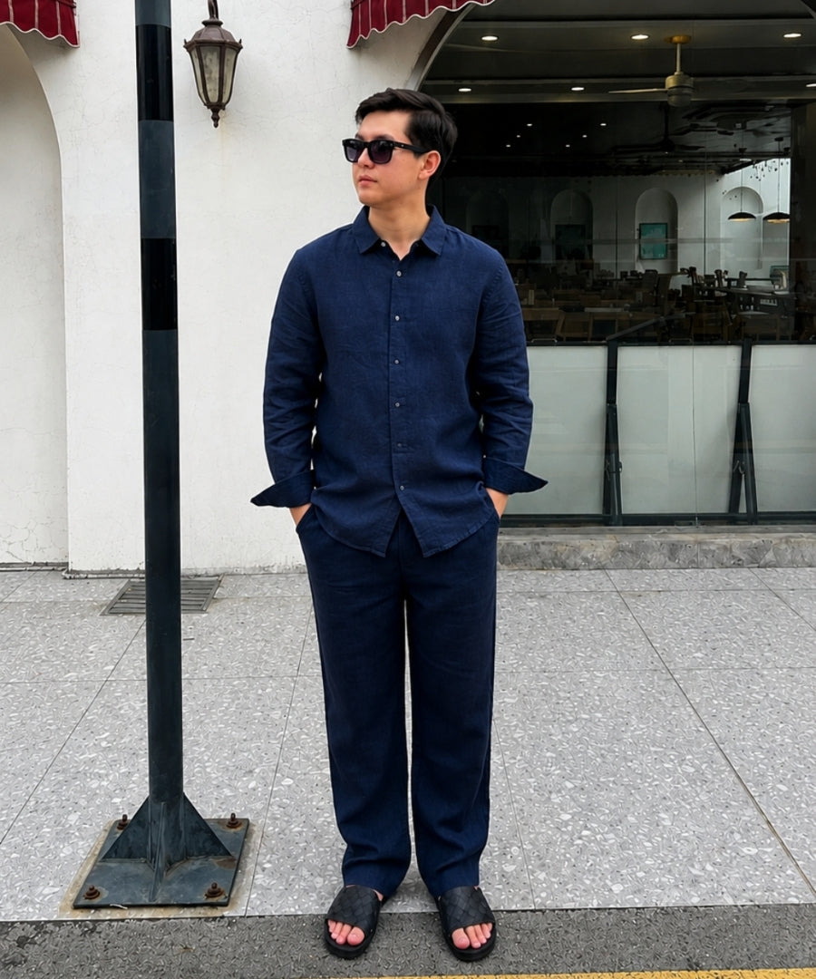 Men's Linen Top & Bottom Set