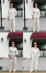 Women Linen Top & Bottom Set