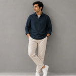 Linen Relaxed Stylish half-button Shirt