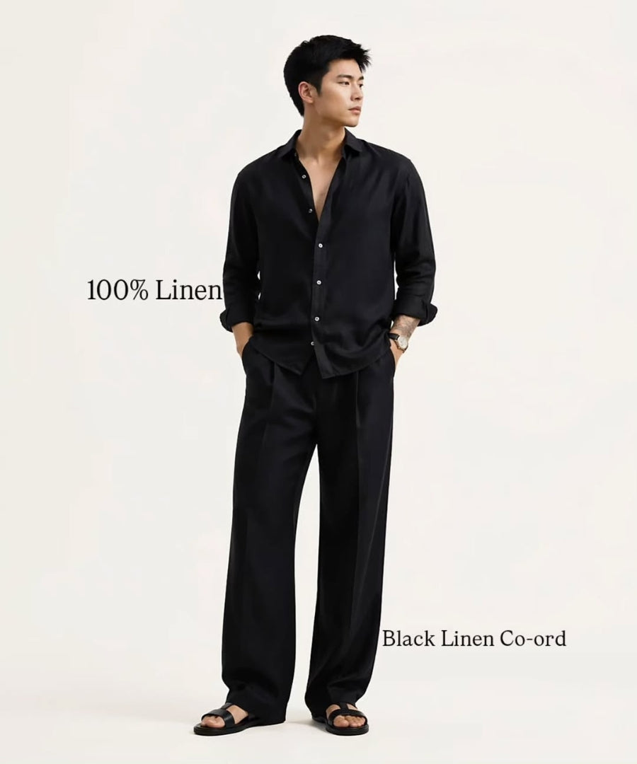 Men's Linen Top & Bottom Set