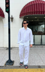 Wandian's Linen Couple Top & Bottom Set