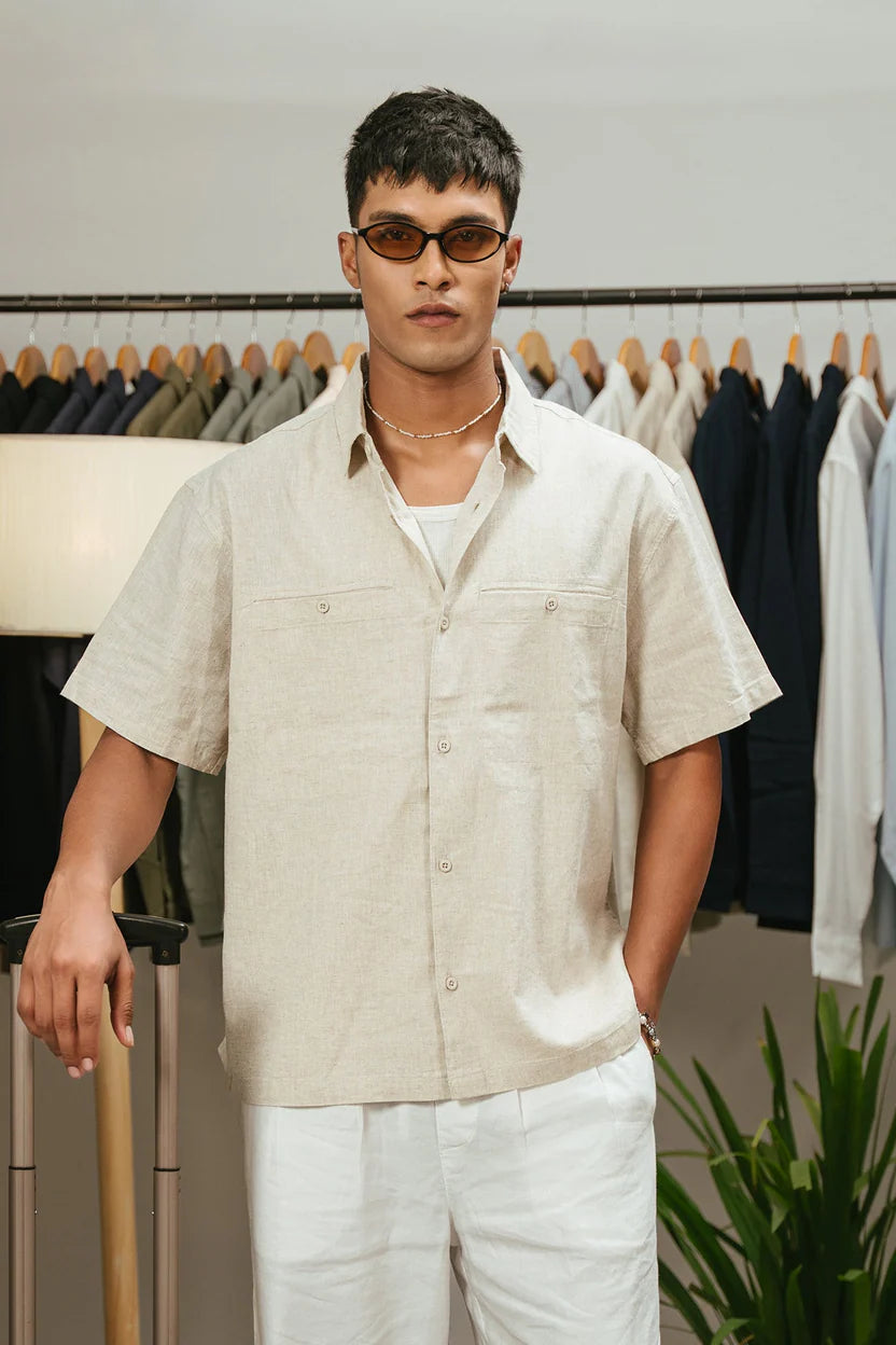 The Oversized Half Sleeve Linen Shirt