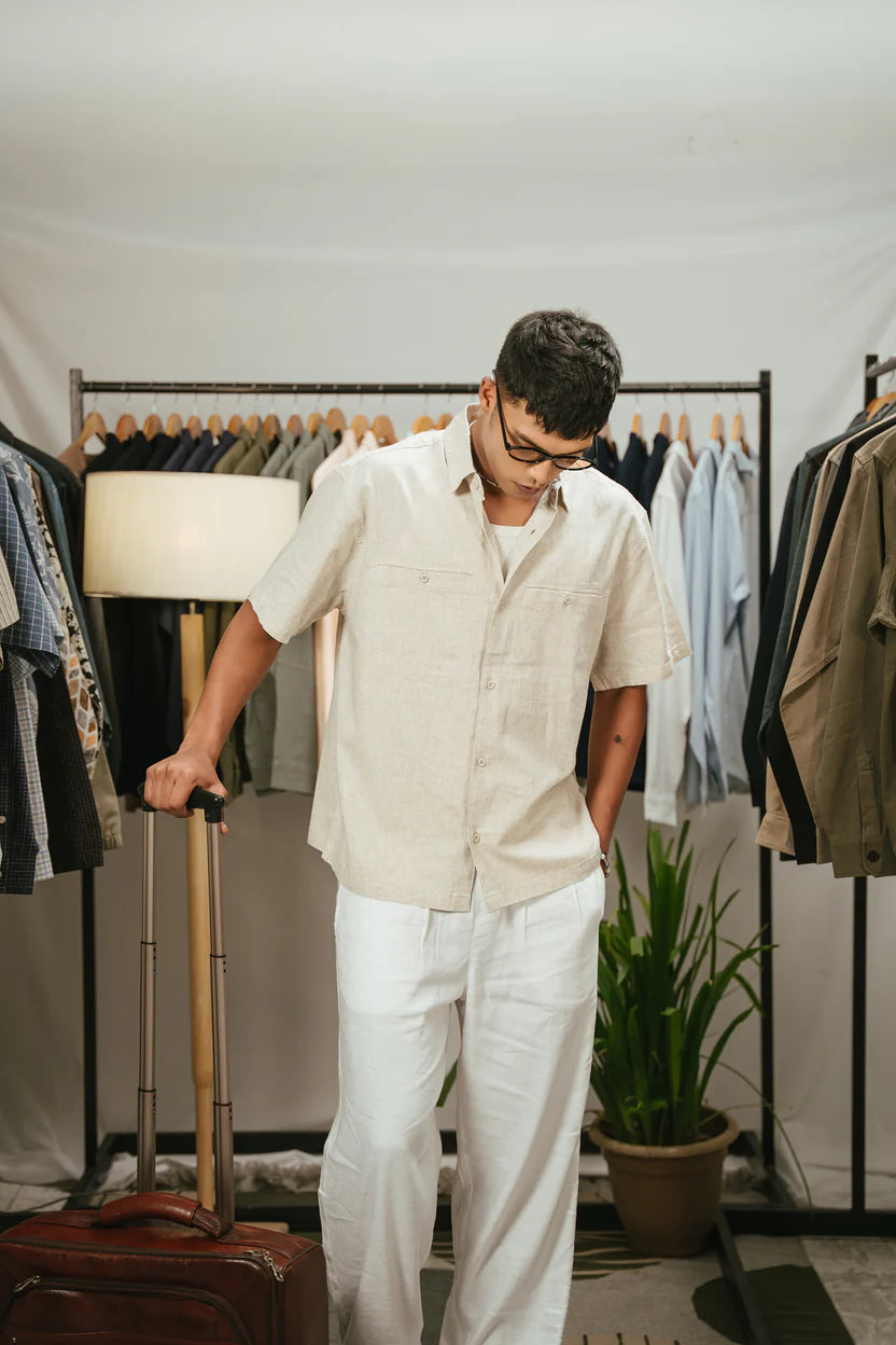 The Oversized Half Sleeve Linen Shirt