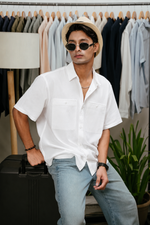 The Oversized Half Sleeve Linen Shirt