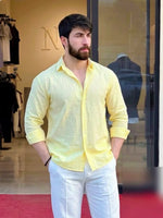 Coral Aura Linen Shirt Lite Yellow